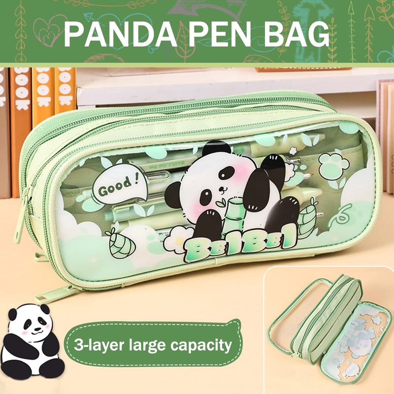 MLPKOI Clear Mesh Pencil Case Pouch, Large School Pencil Case