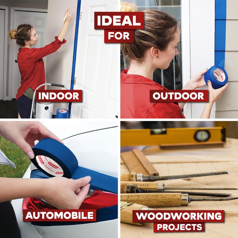 XFasten Professional Blue Painters Tape, Multi-Use, 3 Inches x 60