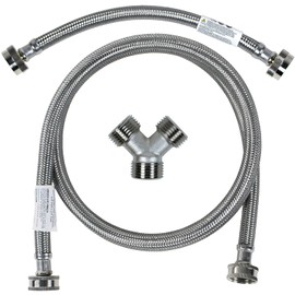 Certified Appliance Accessories Braided Stainless Steel Steam Dryer Installation Kit with 6-foot Fill Hose, 1-foot Inlet Adapter Hose, and Y-Connector