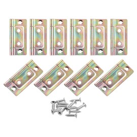 sourcing map 16Pcs 2x1 Inch Door Hinges Non-Mortise No Noise Bifold Door Hinges Plating for Cabinet Furniture Window Wardrobe with Screws, Color Zinc
