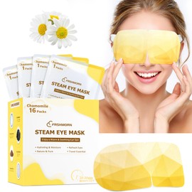 FRSHMORN 16 Packs Steam Eye Mask, Heated Eye Mask for Sleeping, Warm Compress for Eyes, Self Heating Disposal Steam Mask for Home Sleep, Office, Spa, Travel Essentials Stocking Stuffers (Chamomile)