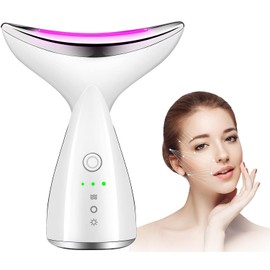 Leotop Face and Neck Massager Electric,Skin Rejuvenation Beauty Device,Purify Skin and Shrink Pores,EMS Vibration and Heating,3 Modes for Anti-Wrinkle Face Lift Skincare Tools.