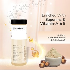 tried n true | Pure and Natural Premium Aritha Powder | Kunkudukai Powder ǀ Soapberries ǀ DIY Hair Mask | For Men & Women | 100 gm (Pack of 1)