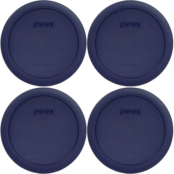 Pyrex Bundle - 4 Items: 7201-PC 4-Cup Blue Round Plastic Lids