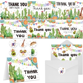 60 Pieces Taco' Bout A Baby Party Thank You Cards with Envelopes,Cactus Taco Pampas Grass Baby Shower Thank You Cards Includes 30 Pieces Envelopes and 30 Pieces Blank Notes Cards for Birthday Party