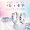 Aretes Plata Pura Con Moissanita Diseño Minimalista 13mm