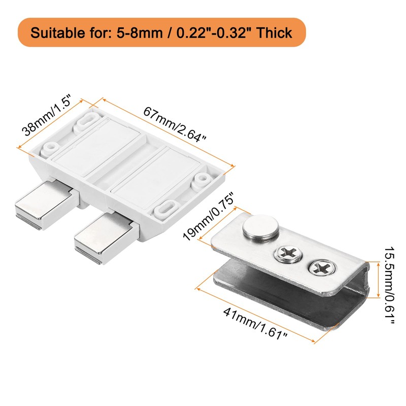 uxcell Glass Door Magnetic Catch Latch Closures with Clamp, 1