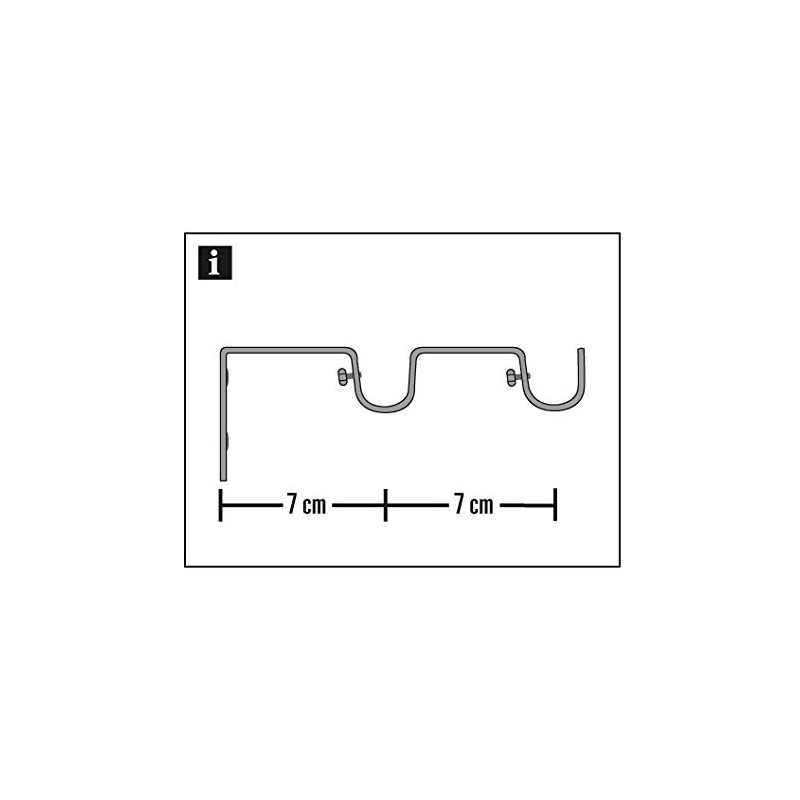 Gardinia 2 x Double Curtain Pole Brackets Diameter 16mm 7/7cm