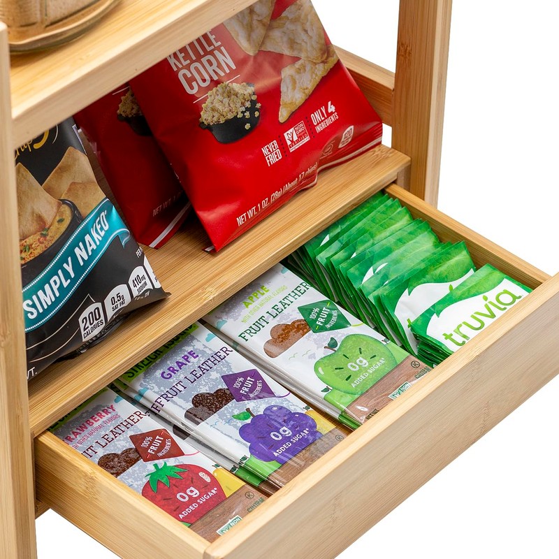 Sorbus Bamboo Bathroom Counter Organizer – 2-Tier Shelf with Hidden