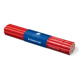 STAEDTLER Zimmermann Bleistift, oval-achtkant, Härtegrad medium, Strichbreite von 1 – 2 mm, ungespitzt, 240 mm lang, hohe Qualität, ideal für Industrie und Handwerk, 12 Bleistifte, 148 25