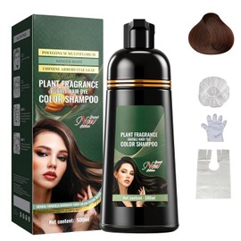 Champú para Teñir el Cabello 500ml - Champú Tintura con Ingredientes Herbales, Cubre Canas en Casa para Hombres y Mujeres, Champú para Cañas 3 en 1 (Marrón oscuro)