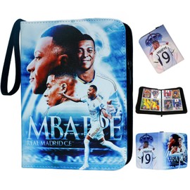 Oirigaga Football Cards Scrapbook with 4 Pockets, 50 Sleeves and Zip, Carry Handle for 400 Cards, Football Trading Cards, Album Folder, 3-Ring Sports Cards, Book Folder, Collector's Book Folder