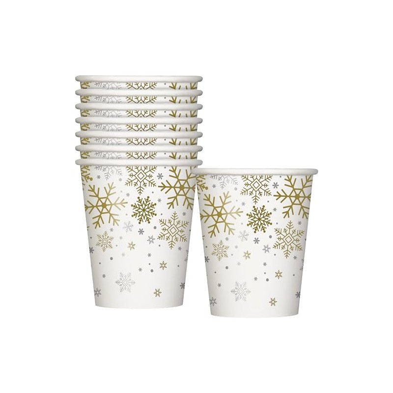 Unique Party 77126 - 9oz Silver and Gold Snowflakes Christmas