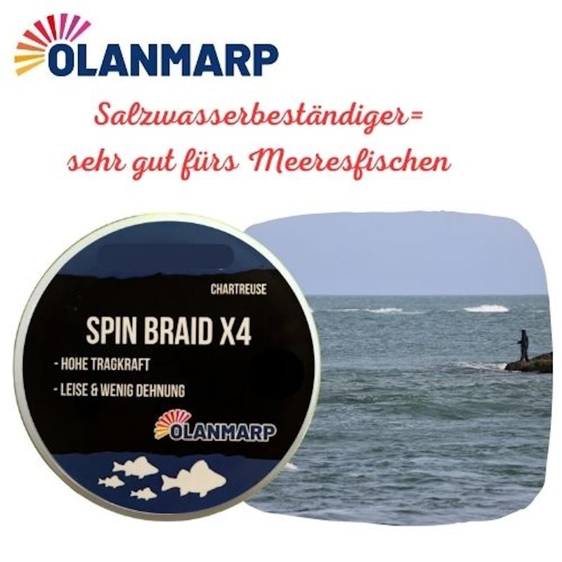 Olanmarp Spin Braid X Colour Chartreuse - Braided Fishing Line,