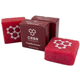 CRBN Pickleball Paddle Eraser 2-Pack - Carbon Fiber Racket Cleaner for Fast & Easy Ball Residue Removal, indoor or outdoor play - Color: Red