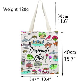 Cincinnati Ohio Tote Bag Cincinnati Ohio Gifts Cincinnati Souvenir Gift Cincinnati Welcome Gift Cincinnati Travel Shoulder Bag, Beauty Beast Tote Bag Blue, Large