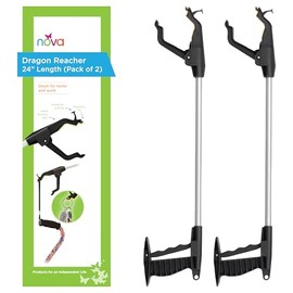 Nova Joy Reacher - Grabber Pickup Tool for Seniors - Lightweight Gripper with Magnetic Tip, Hook, and Rotating Claw - Daily Living Aid for Elderly and Users with Limited Mobility - 24" - Two Pack