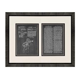 Van Halen Guitar Support Patent Art Chalkboard Print in a Beveled Black Wood Frame with a Double Mat (20" x 24") M10625