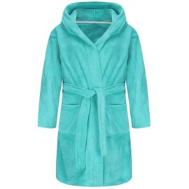 SWMSTUPF Boys Girls Bathrobe Soft Towel Hooded Robe Terry Cloth Cotton Bathrobe (US, Age, 5 Years, 6 Years, Aqua)