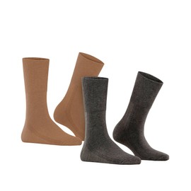 ESPRIT Women's Easy Rib 2-Pack Socks Cotton Lyocell Multicolour Plain Mid-Calf Length Multipack 2 Pairs