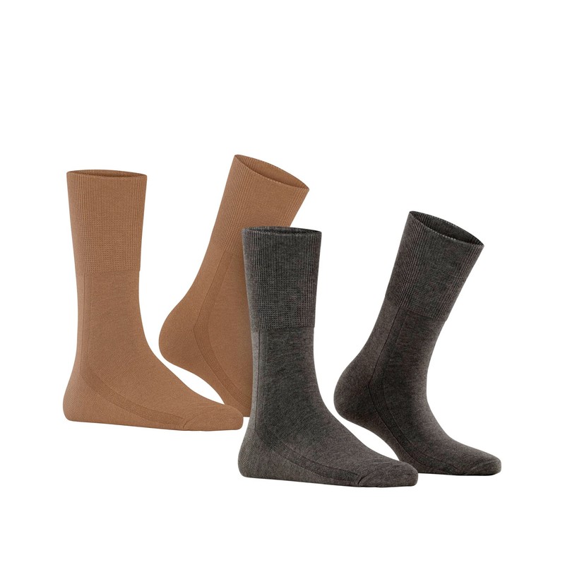 ESPRIT Women's Easy Rib 2-Pack Socks Cotton Lyocell Multicolour Plain