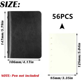 Esshogo Kleines Notizbuch, Mini Notizbuch für Unterwegs Binder Notizbuch A7 Leder Notizbuch, Notizbuch A7 Ringbuch für Schule, Büro, Schreiben, Zeichnen