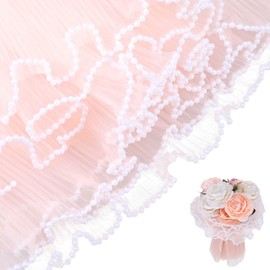 Heygueo 5 Yards Pearl Mesh for Bouquet,Flower Wrapping Mesh,Flower Bouquet Wrapping Paper,Floral Paper for Festival Gifts Mother's Day Wedding Anniversary Birthday(Pink)