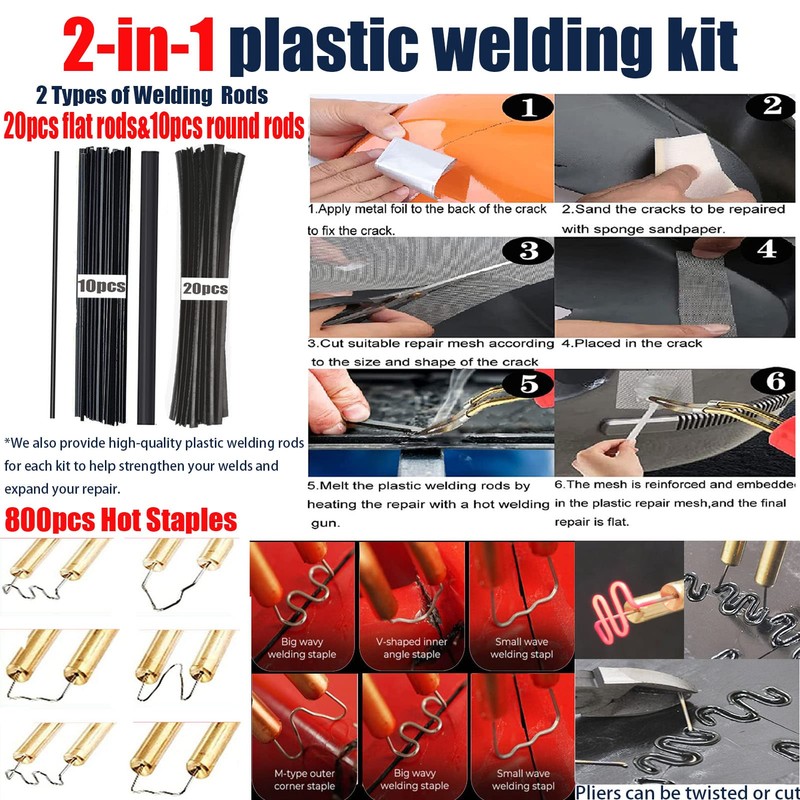 Upgraded 220W Plastic Welder Bumper Repair Kit,2-in-1 Plastic Welding Kit