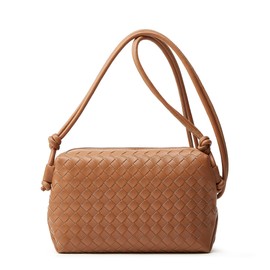Sumrains Woven Crossbody Bags for Women: Vegan Leather Handbag - Handwoven Small Purse - Trendy Shoulder Bag (Brown)
