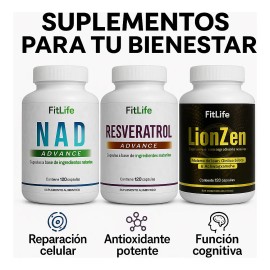 Combo Nad + Resveratrol + Ash - Wagandha Fitlife | 360 Caps Sin Sabor