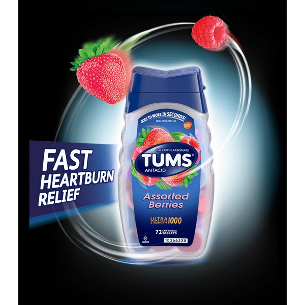 TUMS ULTRA STRENGTH 1000MG, ASSORTED BERRIES / 72TB