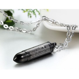 JewelryWe Mens Stainless Steel Black Bullet Pendant Necklace Lords Prayer Cross with 22 Inch Chain