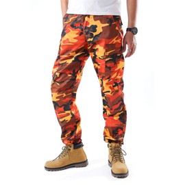 BACKBONE Mens Fashion Bright Camouflage Cargo Pants Military Combat Style BDU Pants (XXL, Orange Camo)