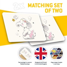 Rectangle Stickers (Set of 2) 10cm - Cute Baby Elephant Cartoon Fun Decals for Laptops,Tablets,Luggage,Scrap Booking,Fridges, #12871