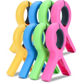 Pack of 8 beach towel clips for beach chairs, large beach towel clips, 5.1 inches, multi-coloured beach towel clips for chairs, cruises and pools, clothes pegs so that your towel does not blow away