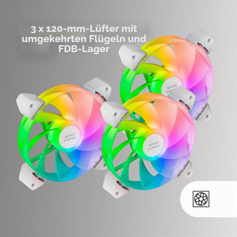 Mars Gaming MF-3AR, Kit 3x Fans 120 mm FDB, Inverted