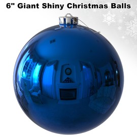 Royal Blue 6.0" Extra Large Christmas Balls - Christmas Tree Decorations Hanging Ornaments Shatterproof Shiny Balls for Birthday Holiday Wedding Decorations Set of 2pcs