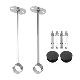 sourcing map 2 Pcs Curtain Rod Brackets 32mm(1 1/4"） Stainless Steel Ceiling Closet Mount Holder Closet Rod End Support Curtain Rod Flange Pole Socket with Matching Screws, Silver Tone