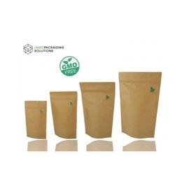 Jamo Solutions Kraft Paper Food Bag - Fully Biodegradable Stand Up Pouch with Zip Lock - Resealable Storage Bag for Dry Food, Coffee, Spices - 25 x 250ml