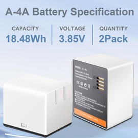 2 Pack Batteries Compatible with Arlo Pro 3, Arlo Pro 4, Ultra, Ultra 2 Camera VMA5400& VMA5400C 4800mAh 3.85V A-4a Rechargeable Batteries
