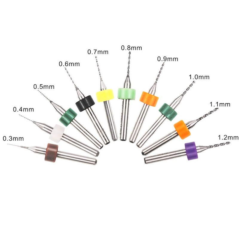 WayinTop 50pcs PCB Drill Bits Set Spiral Flute Carbide 0.3mm-1.2mm
