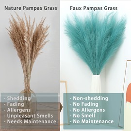 Wttisel 38" 10 Stems Faux Pampas Grass Decor - Tall Pampas Grass for Floor Vase Fluffy Artificial Pampas Grass for Boho Home Wedding Mothers Day Decoration（Lake Blue）