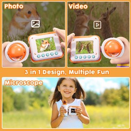 VATOS Mini Microscope for Kids,1000x Mini Scope Camera Kits with Specimens & Screen, Mini Microscope with Light, Portable Educational Science Toys Gift for Age 3 4 5 6 7+ Boys Girls Outdoor