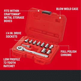 CRAFTSMAN Mechanics Tool Set, SAE, 1/4 Inch Drive, 11 Piece (CMMT34870)