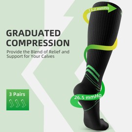 Wakefeet Compression Socks for Men Women 3 Pairs, Compression Stockings Fragrance, Travel Socks for Flight, Long Trip