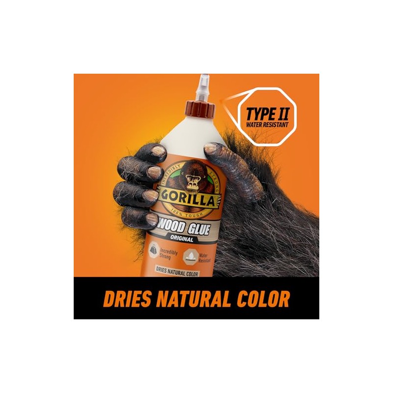 Gorilla Pegamento para madera, botella de 36 onzas, color de