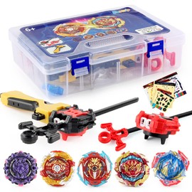 GOIJRER Metal Master Fusion Gyro Toys for Kids, 5 Pieces Battling Top Battle Burst High Performance Set with 2 Launchers