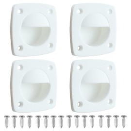 LEQMG White Nylon Flush Pull Recessed Sliding Door Handle Square Hatch Pull Handle,Yacht, Motorboat and Boat Cabin Accessories(4 Pcs)