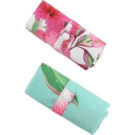 Shopping Tote Colorful Reusable Grocery Bags Washable 2 Pack Wine Lunch Bag Quiet Fabric Phone Pocket Gift Bag, Floral, Large