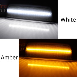 iJDMTOY Black-Out Smoked Lens White/Amber Switchback Full LED Strip Front Wheel Fender Side Marker Light Kit Compatible With Kenworth T680 T700 T880, Peterbilt 567 Semi Freightliner Truck